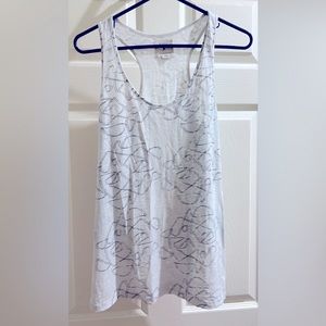 Women’s forever 21 white tank top with gray designs (med)